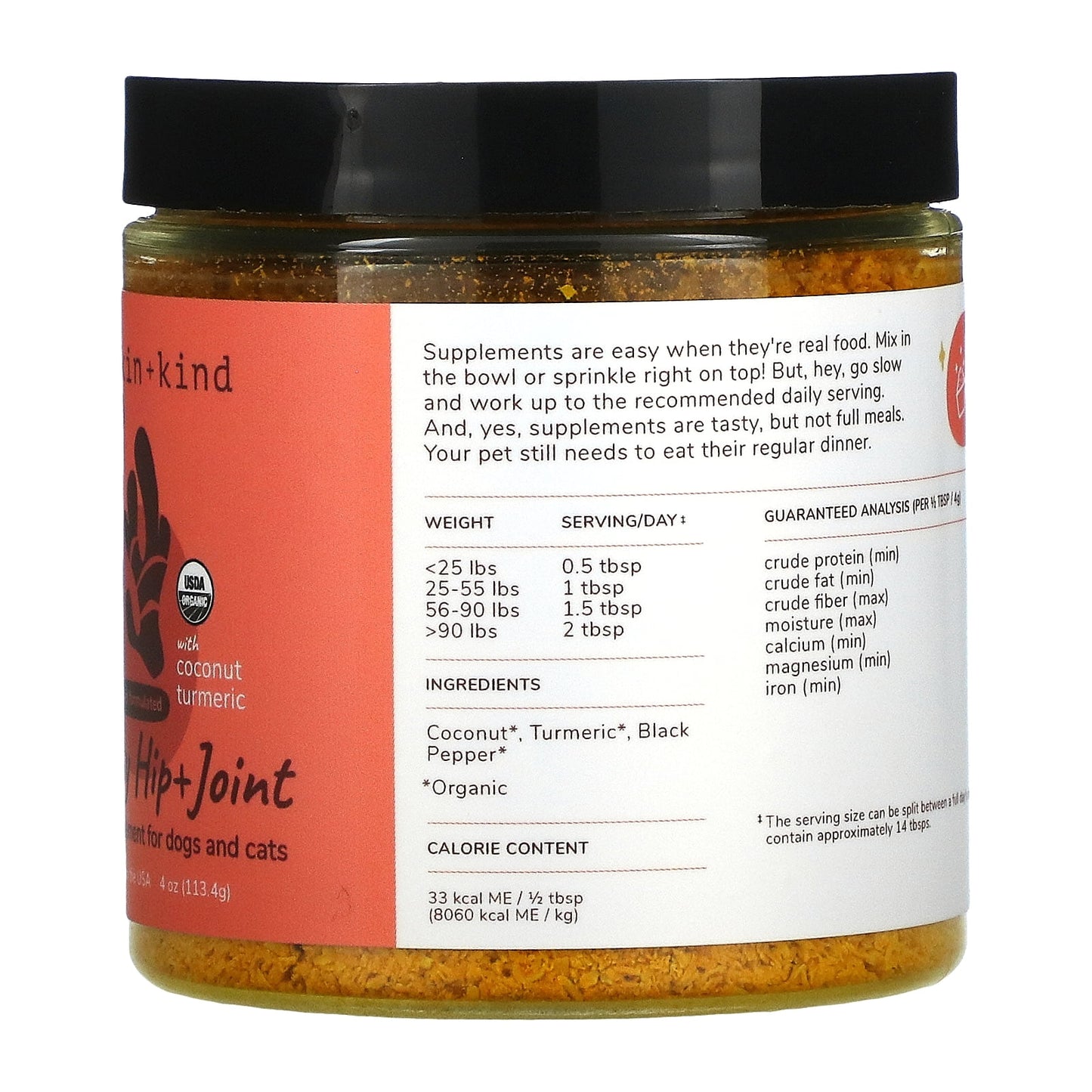 Organic Hip & Joint Supplement for Dogs & Cats - Vet Formulated with Turmeric, Black Pepper & Coconut - Natural Supplement for Dog & Cat Joint Support & Health - Made in USA