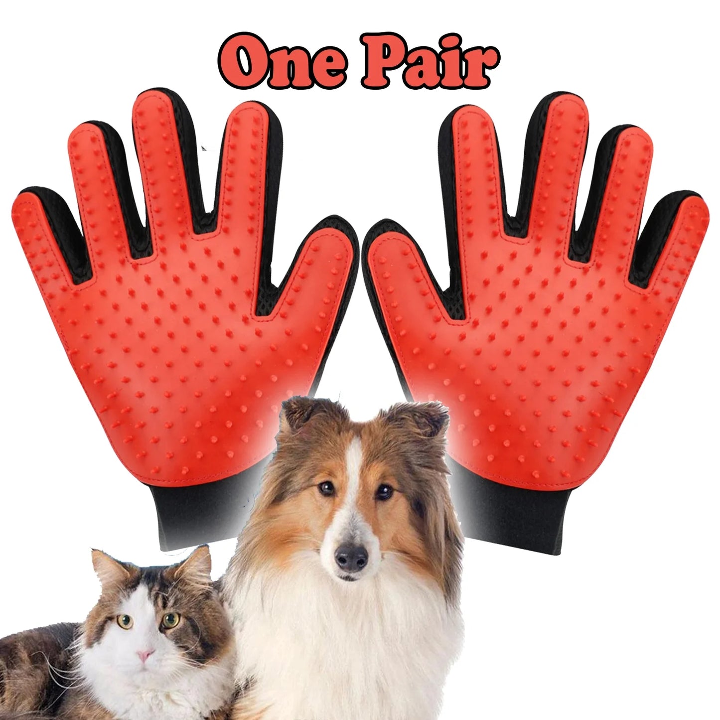Pet Grooming Gloves Brush Dog Cat Hair Remover Mitt Massage Deshedding 1 Pair Blue