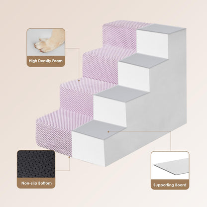 EHEYCIGA Dog Stairs for High Bed 22.5" H, 5-Step Dog Steps for Bed, Pet Steps for Small Dogs and Cats, Non-Slip Balanced Pet Ramp Indoor, Grey
