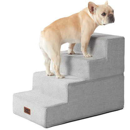 EHEYCIGA Dog Stairs for High Bed 22.5" H, 5-Step Dog Steps for Bed, Pet Steps for Small Dogs and Cats, Non-Slip Balanced Pet Ramp Indoor, Grey