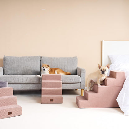 EHEYCIGA Dog Stairs for High Bed 22.5" H, 5-Step Dog Steps for Bed, Pet Steps for Small Dogs and Cats, Non-Slip Balanced Pet Ramp Indoor, Grey