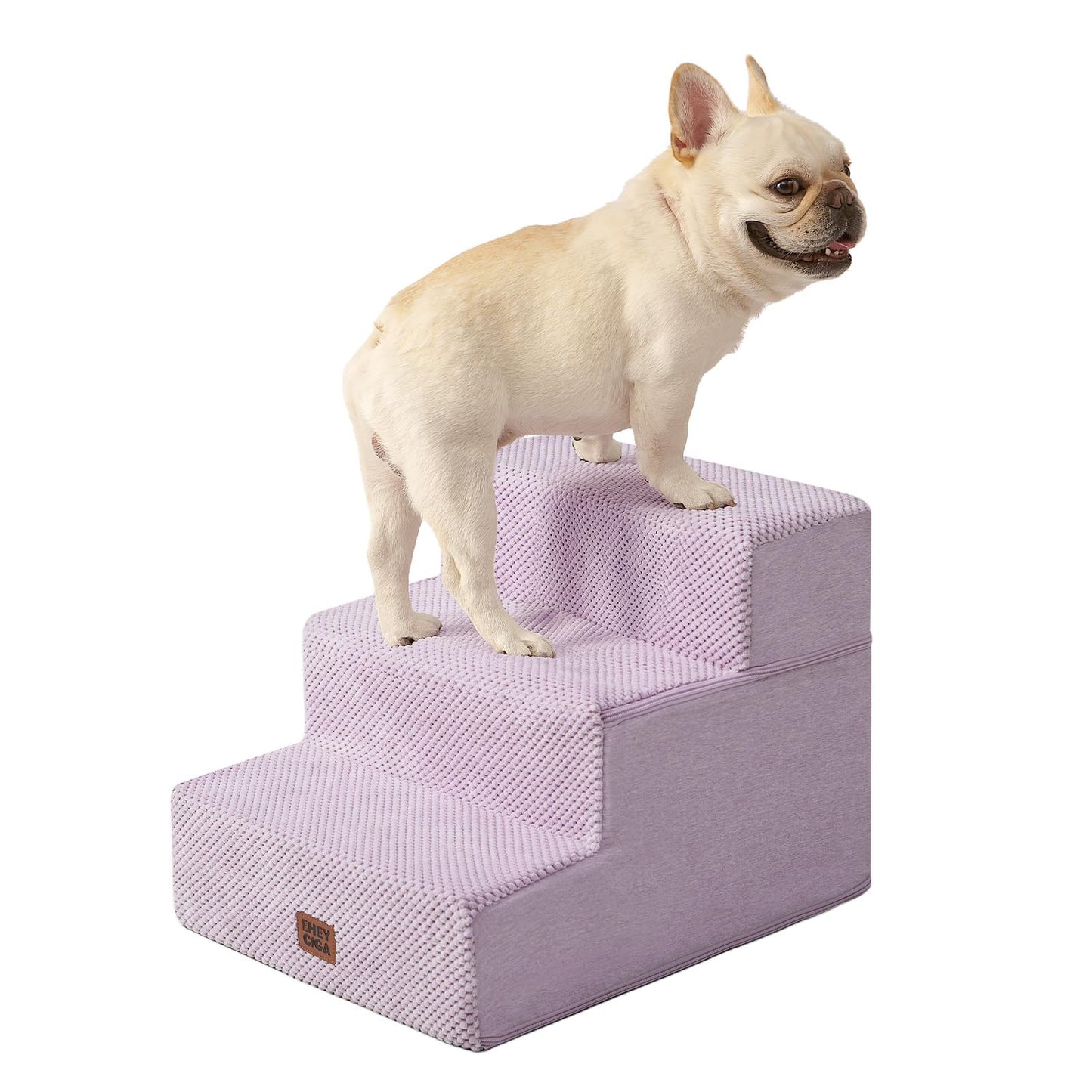 EHEYCIGA Dog Stairs for High Bed 22.5" H, 5-Step Dog Steps for Bed, Pet Steps for Small Dogs and Cats, Non-Slip Balanced Pet Ramp Indoor, Grey