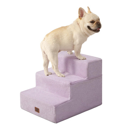 EHEYCIGA Dog Stairs for High Bed 22.5" H, 5-Step Dog Steps for Bed, Pet Steps for Small Dogs and Cats, Non-Slip Balanced Pet Ramp Indoor, Grey