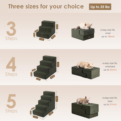 EHEYCIGA Dog Stairs for High Bed 22.5" H, 5-Step Dog Steps for Bed, Pet Steps for Small Dogs and Cats, Non-Slip Balanced Pet Ramp Indoor, Grey