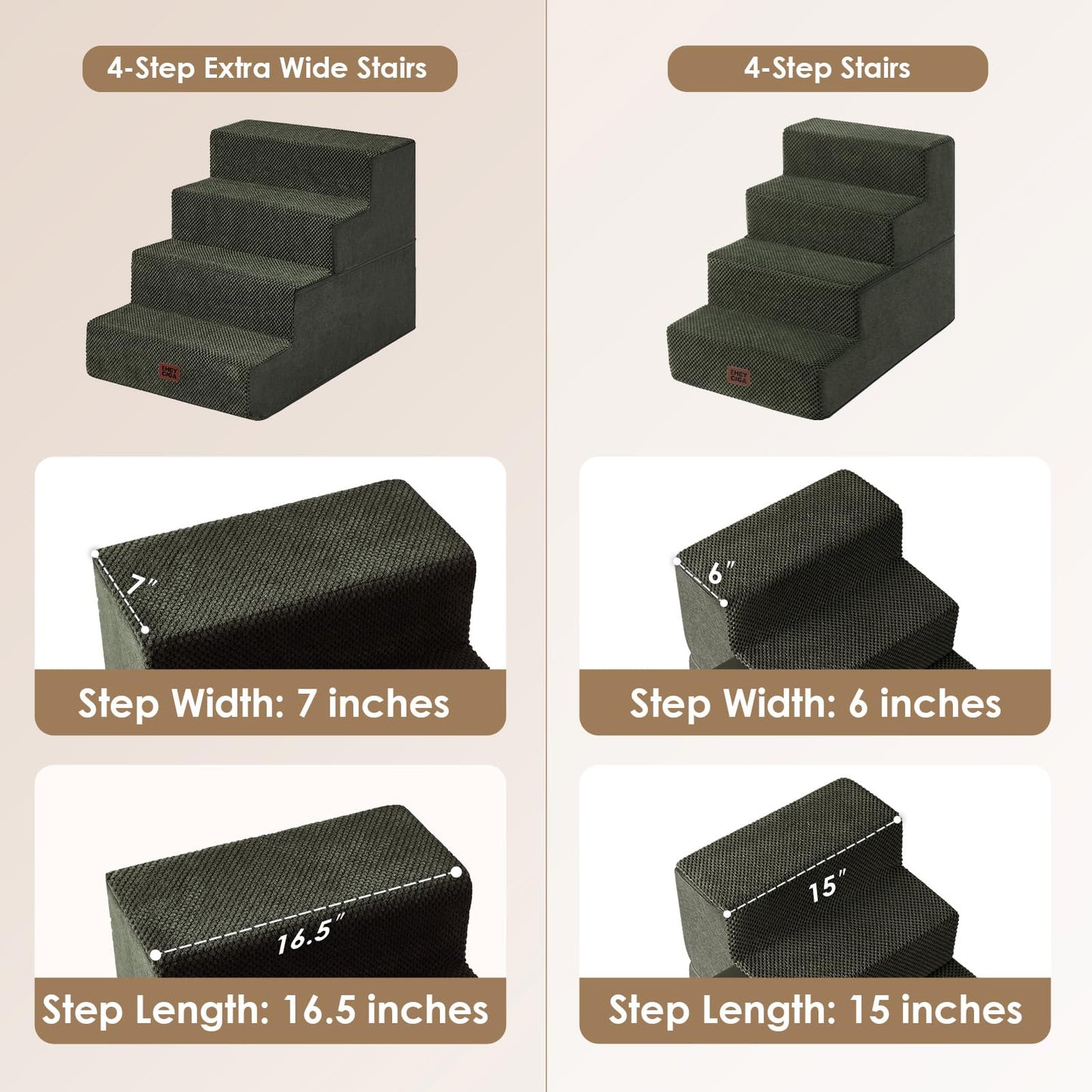 EHEYCIGA Dog Stairs for High Bed 22.5" H, 5-Step Dog Steps for Bed, Pet Steps for Small Dogs and Cats, Non-Slip Balanced Pet Ramp Indoor, Grey