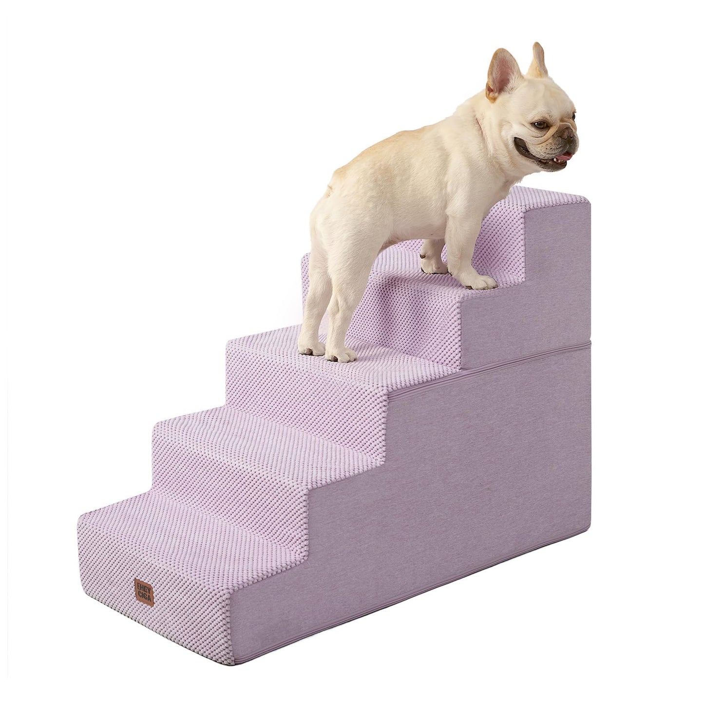 EHEYCIGA Dog Stairs for High Bed 22.5" H, 5-Step Dog Steps for Bed, Pet Steps for Small Dogs and Cats, Non-Slip Balanced Pet Ramp Indoor, Grey