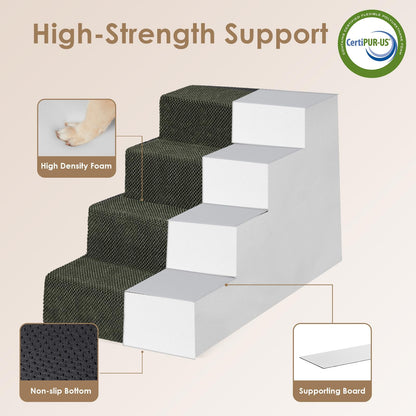 EHEYCIGA Dog Stairs for High Bed 22.5" H, 5-Step Dog Steps for Bed, Pet Steps for Small Dogs and Cats, Non-Slip Balanced Pet Ramp Indoor, Grey
