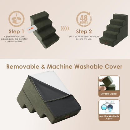 EHEYCIGA Dog Stairs for High Bed 22.5" H, 5-Step Dog Steps for Bed, Pet Steps for Small Dogs and Cats, Non-Slip Balanced Pet Ramp Indoor, Grey