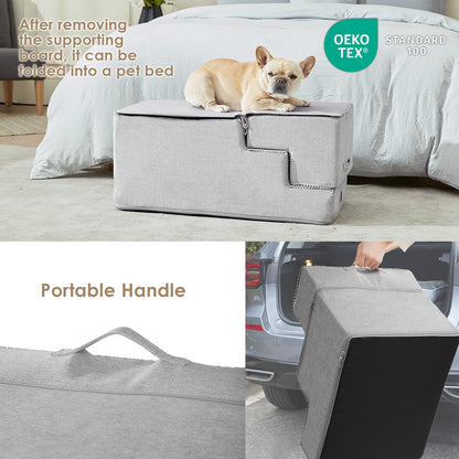 EHEYCIGA Dog Stairs for High Bed 22.5" H, 5-Step Dog Steps for Bed, Pet Steps for Small Dogs and Cats, Non-Slip Balanced Pet Ramp Indoor, Grey