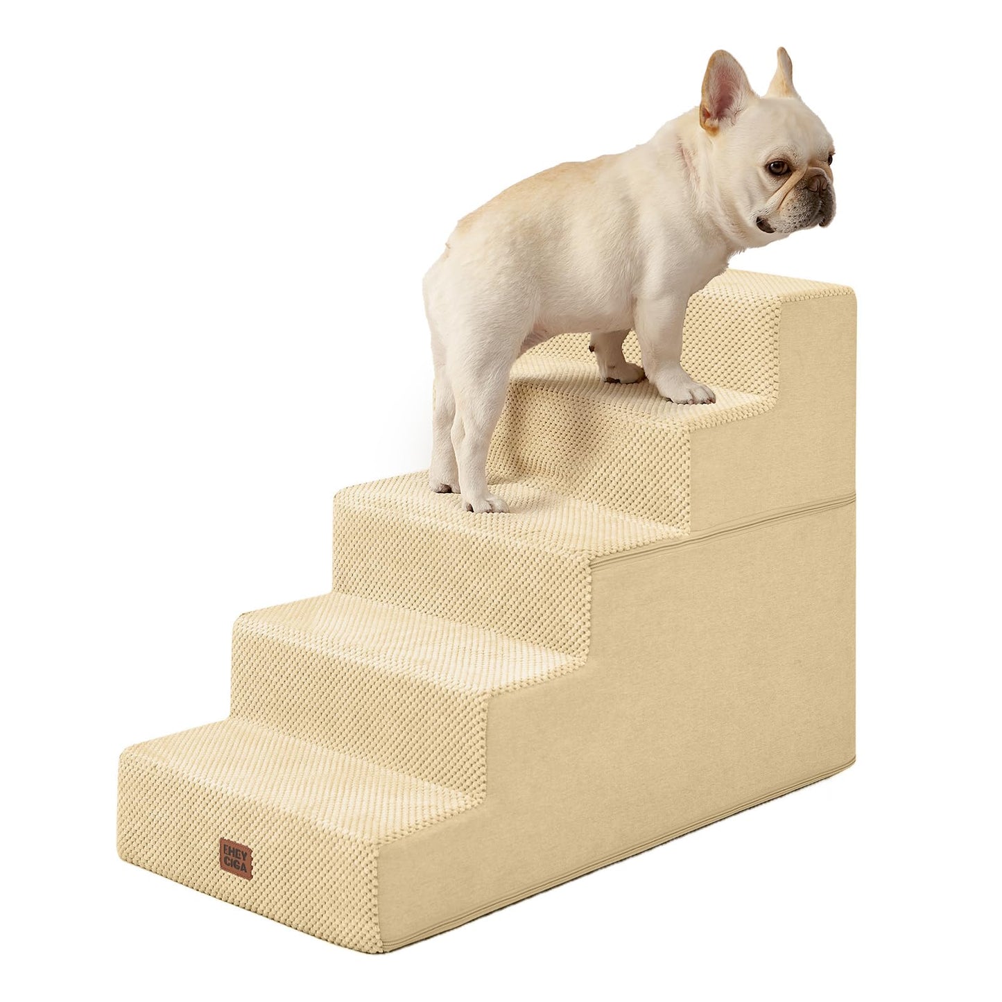 EHEYCIGA Dog Stairs for High Bed 22.5" H, 5-Step Dog Steps for Bed, Pet Steps for Small Dogs and Cats, Non-Slip Balanced Pet Ramp Indoor, Grey