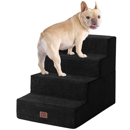 EHEYCIGA Dog Stairs for High Bed 22.5" H, 5-Step Dog Steps for Bed, Pet Steps for Small Dogs and Cats, Non-Slip Balanced Pet Ramp Indoor, Grey