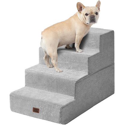 EHEYCIGA Dog Stairs for High Bed 22.5" H, 5-Step Dog Steps for Bed, Pet Steps for Small Dogs and Cats, Non-Slip Balanced Pet Ramp Indoor, Grey