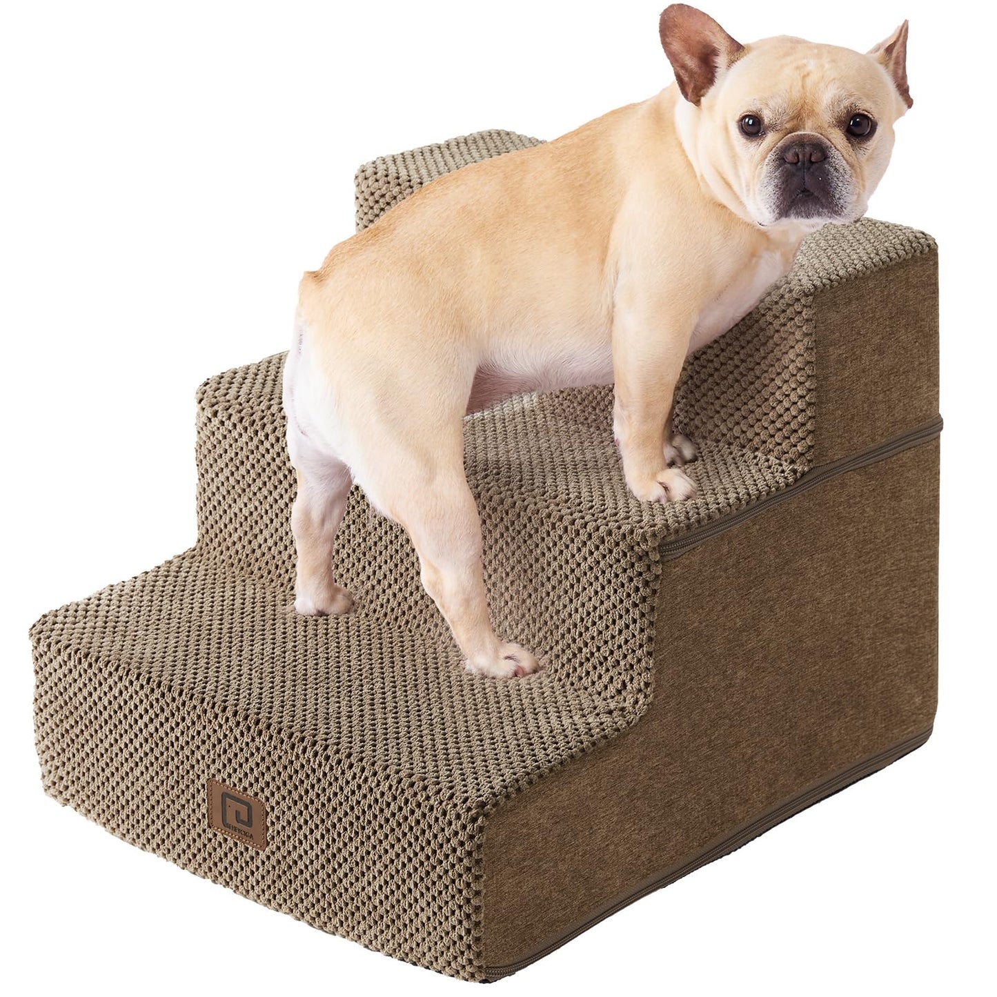 EHEYCIGA Dog Stairs for High Bed 22.5" H, 5-Step Dog Steps for Bed, Pet Steps for Small Dogs and Cats, Non-Slip Balanced Pet Ramp Indoor, Grey