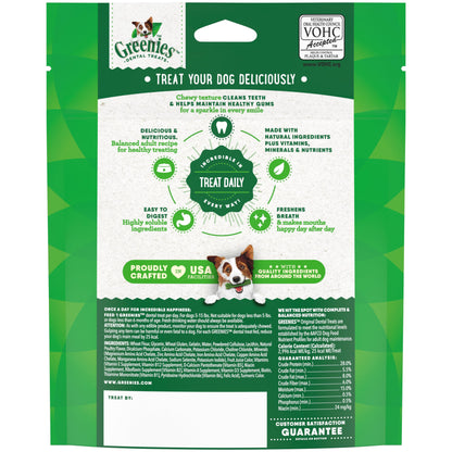 Greenies Veterinarian-Recommended Adult Natural Dental Dog Treats Teenie Size, Dog Dental Chews, Original Flavor, 12 oz. Pack, 43 Count