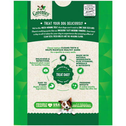 Greenies Veterinarian-Recommended Adult Natural Dental Dog Treats Teenie Size, Dog Dental Chews, Original Flavor, 12 oz. Pack, 43 Count