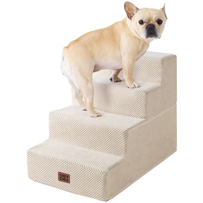 EHEYCIGA Dog Stairs for High Bed 22.5" H, 5-Step Dog Steps for Bed, Pet Steps for Small Dogs and Cats, Non-Slip Balanced Pet Ramp Indoor, Grey
