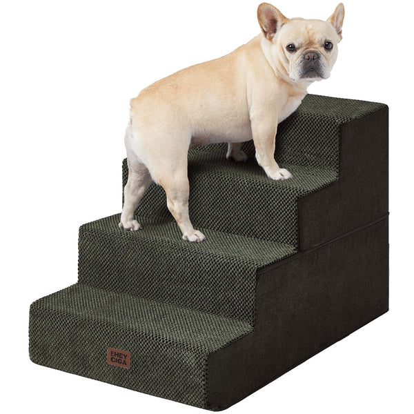 EHEYCIGA Dog Stairs for High Bed 22.5" H, 5-Step Dog Steps for Bed, Pet Steps for Small Dogs and Cats, Non-Slip Balanced Pet Ramp Indoor, Grey