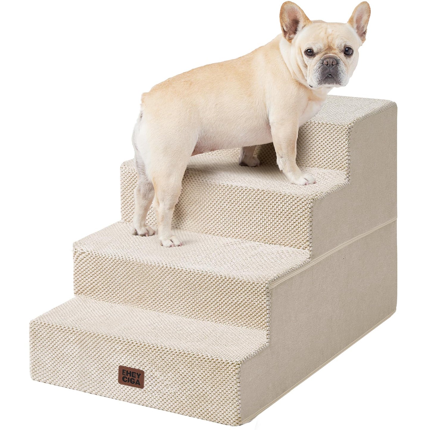 EHEYCIGA Dog Stairs for High Bed 22.5" H, 5-Step Dog Steps for Bed, Pet Steps for Small Dogs and Cats, Non-Slip Balanced Pet Ramp Indoor, Grey