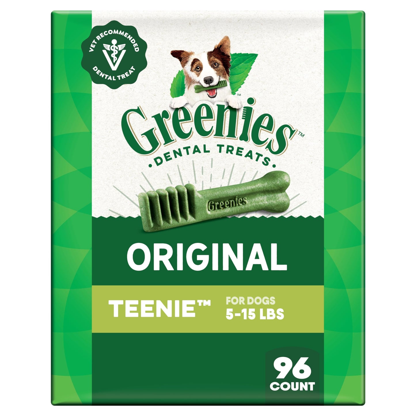 Greenies Veterinarian-Recommended Adult Natural Dental Dog Treats Teenie Size, Dog Dental Chews, Original Flavor, 12 oz. Pack, 43 Count