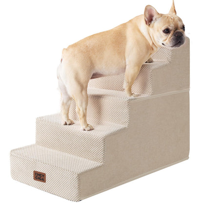 EHEYCIGA Dog Stairs for High Bed 22.5" H, 5-Step Dog Steps for Bed, Pet Steps for Small Dogs and Cats, Non-Slip Balanced Pet Ramp Indoor, Grey