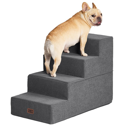 EHEYCIGA Dog Stairs for High Bed 22.5" H, 5-Step Dog Steps for Bed, Pet Steps for Small Dogs and Cats, Non-Slip Balanced Pet Ramp Indoor, Grey