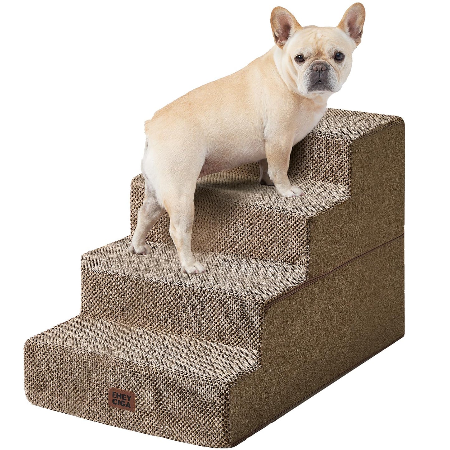 EHEYCIGA Dog Stairs for High Bed 22.5" H, 5-Step Dog Steps for Bed, Pet Steps for Small Dogs and Cats, Non-Slip Balanced Pet Ramp Indoor, Grey