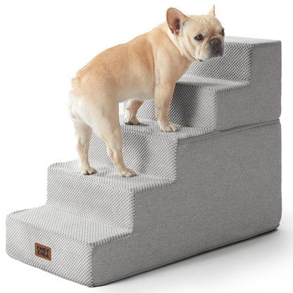 EHEYCIGA Dog Stairs for High Bed 22.5" H, 5-Step Dog Steps for Bed, Pet Steps for Small Dogs and Cats, Non-Slip Balanced Pet Ramp Indoor, Grey