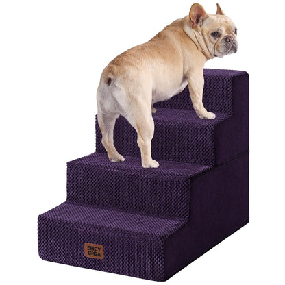 EHEYCIGA Dog Stairs for High Bed 22.5" H, 5-Step Dog Steps for Bed, Pet Steps for Small Dogs and Cats, Non-Slip Balanced Pet Ramp Indoor, Grey