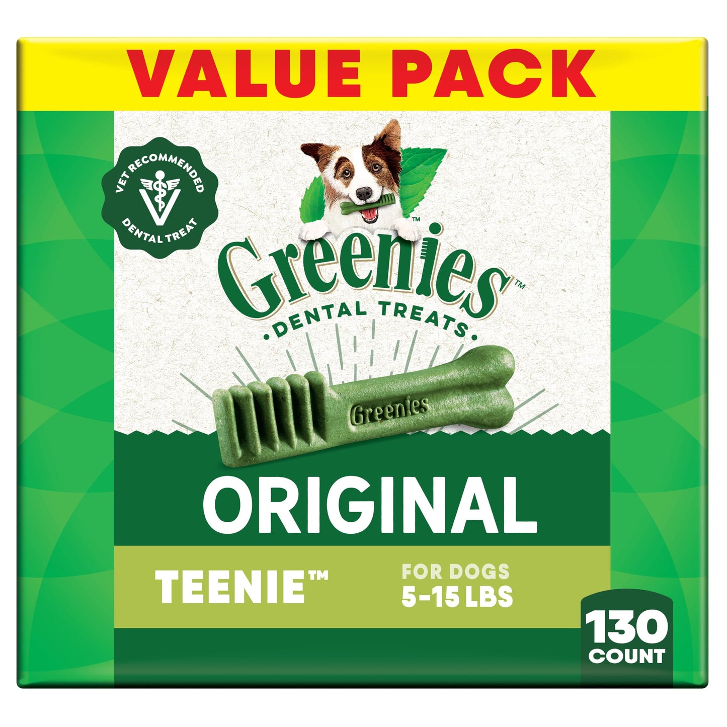 Greenies Veterinarian-Recommended Adult Natural Dental Dog Treats Teenie Size, Dog Dental Chews, Original Flavor, 12 oz. Pack, 43 Count