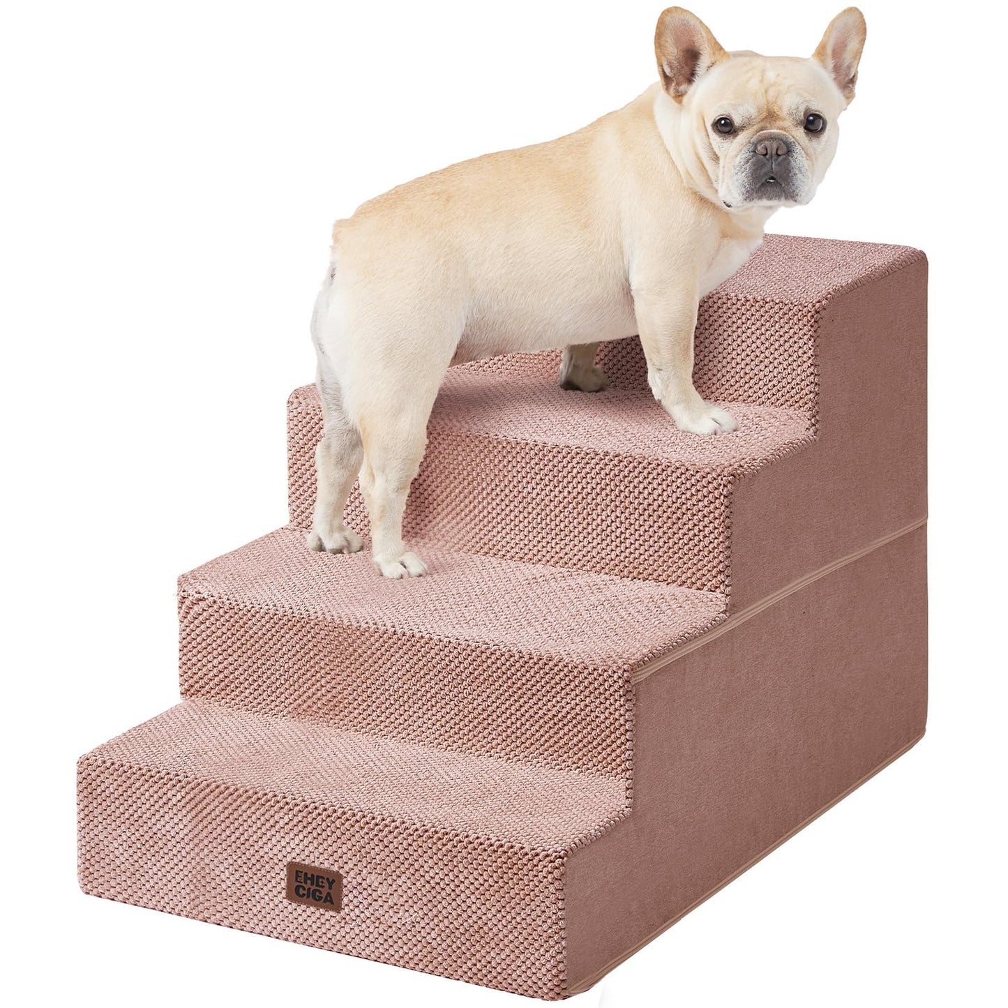 EHEYCIGA Dog Stairs for High Bed 22.5" H, 5-Step Dog Steps for Bed, Pet Steps for Small Dogs and Cats, Non-Slip Balanced Pet Ramp Indoor, Grey