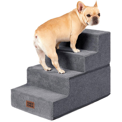 EHEYCIGA Dog Stairs for High Bed 22.5" H, 5-Step Dog Steps for Bed, Pet Steps for Small Dogs and Cats, Non-Slip Balanced Pet Ramp Indoor, Grey