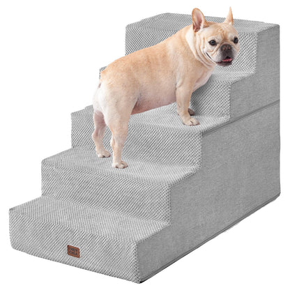 EHEYCIGA Dog Stairs for High Bed 22.5" H, 5-Step Dog Steps for Bed, Pet Steps for Small Dogs and Cats, Non-Slip Balanced Pet Ramp Indoor, Grey