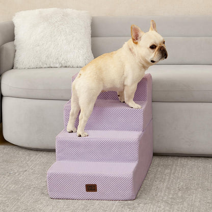 EHEYCIGA Dog Stairs for High Bed 22.5" H, 5-Step Dog Steps for Bed, Pet Steps for Small Dogs and Cats, Non-Slip Balanced Pet Ramp Indoor, Grey