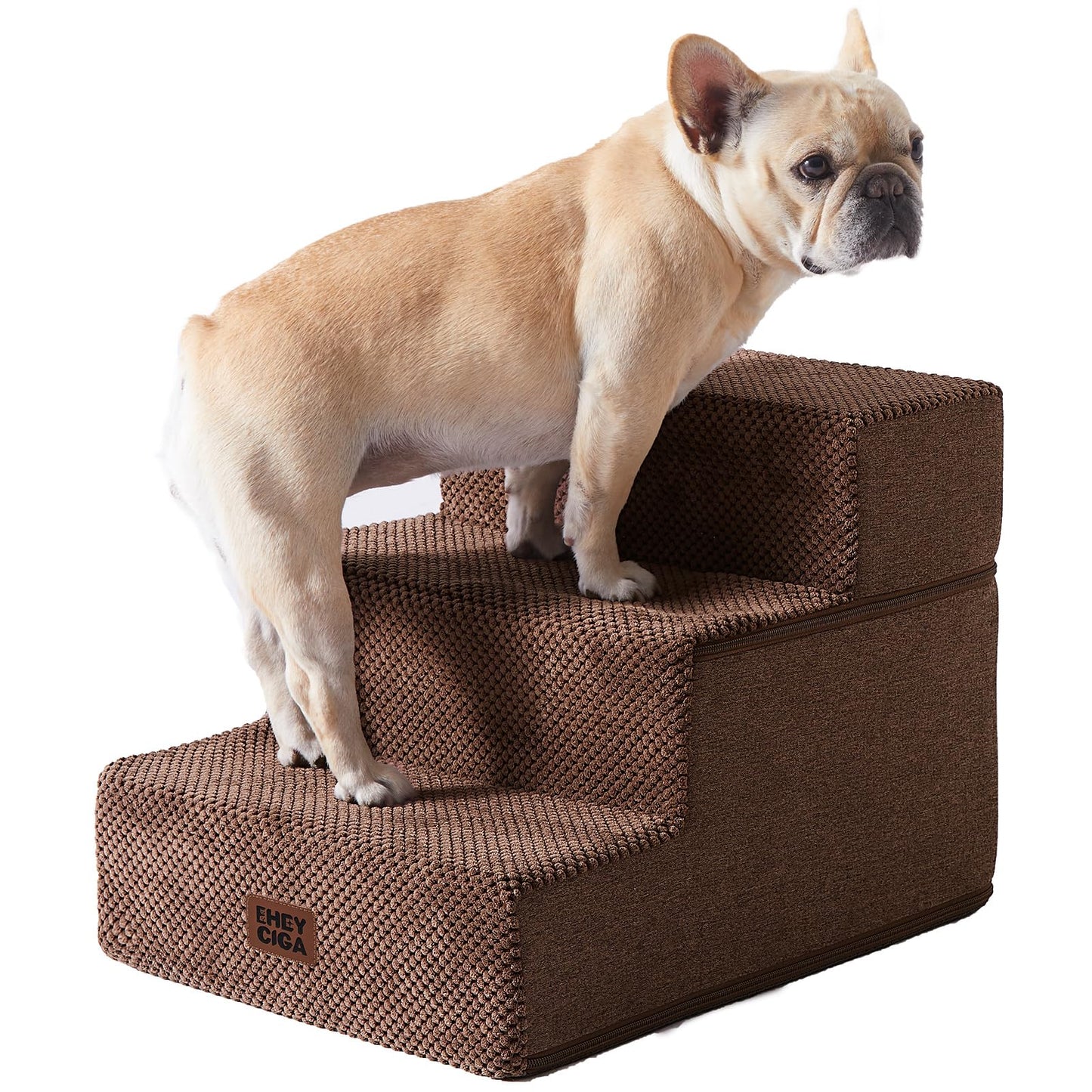 EHEYCIGA Dog Stairs for High Bed 22.5" H, 5-Step Dog Steps for Bed, Pet Steps for Small Dogs and Cats, Non-Slip Balanced Pet Ramp Indoor, Grey