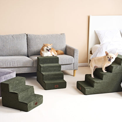 EHEYCIGA Dog Stairs for High Bed 22.5" H, 5-Step Dog Steps for Bed, Pet Steps for Small Dogs and Cats, Non-Slip Balanced Pet Ramp Indoor, Grey