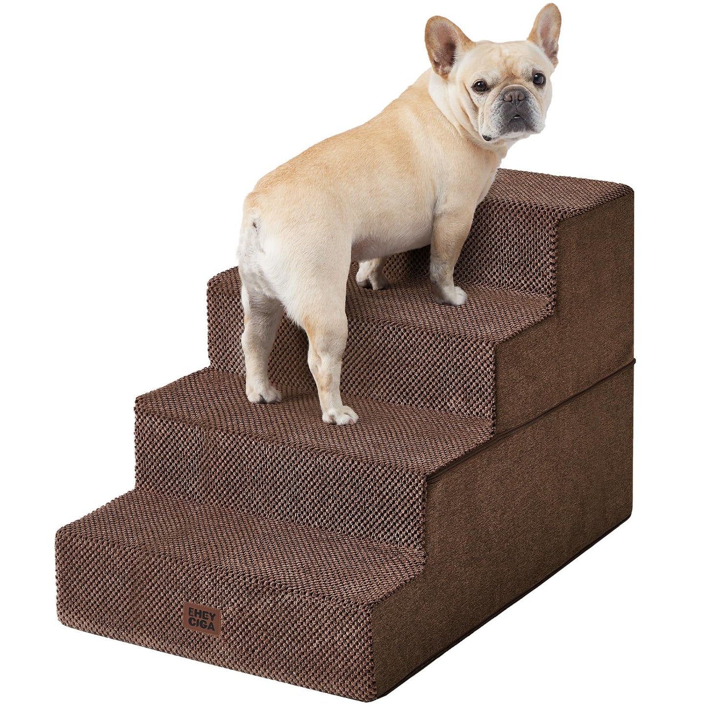 EHEYCIGA Dog Stairs for High Bed 22.5" H, 5-Step Dog Steps for Bed, Pet Steps for Small Dogs and Cats, Non-Slip Balanced Pet Ramp Indoor, Grey