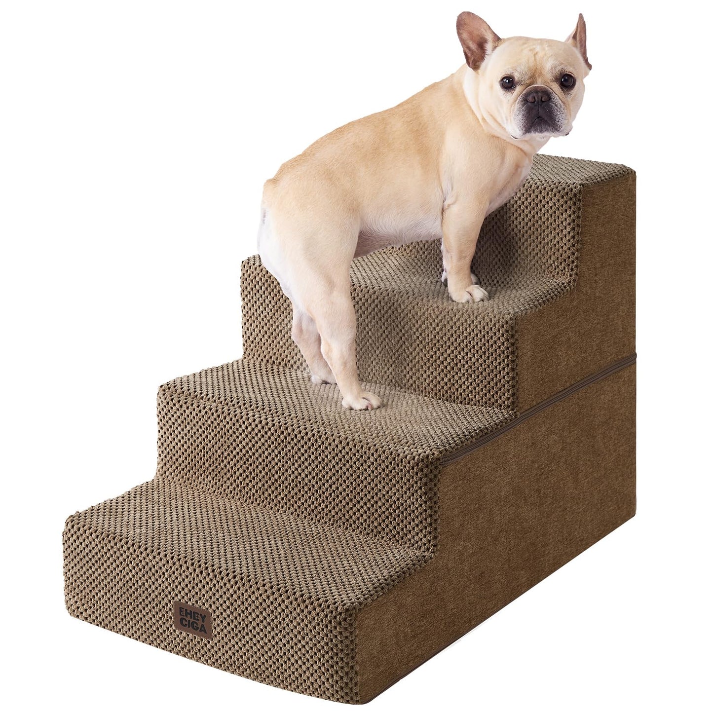 EHEYCIGA Dog Stairs for High Bed 22.5" H, 5-Step Dog Steps for Bed, Pet Steps for Small Dogs and Cats, Non-Slip Balanced Pet Ramp Indoor, Grey