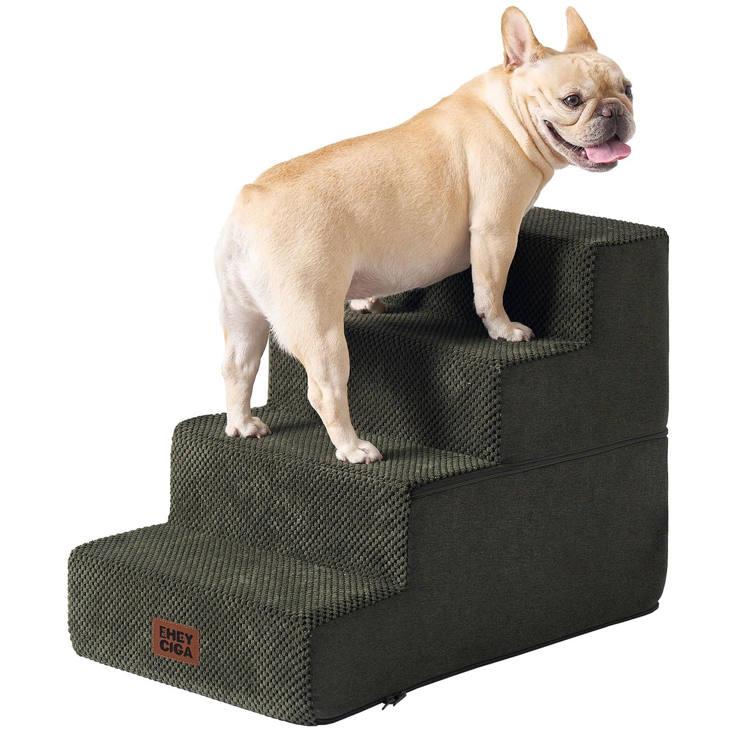 EHEYCIGA Dog Stairs for High Bed 22.5" H, 5-Step Dog Steps for Bed, Pet Steps for Small Dogs and Cats, Non-Slip Balanced Pet Ramp Indoor, Grey