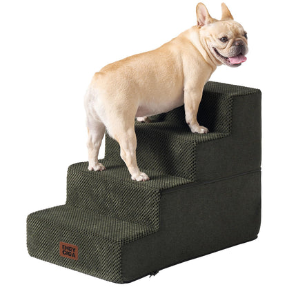 EHEYCIGA Dog Stairs for High Bed 22.5" H, 5-Step Dog Steps for Bed, Pet Steps for Small Dogs and Cats, Non-Slip Balanced Pet Ramp Indoor, Grey