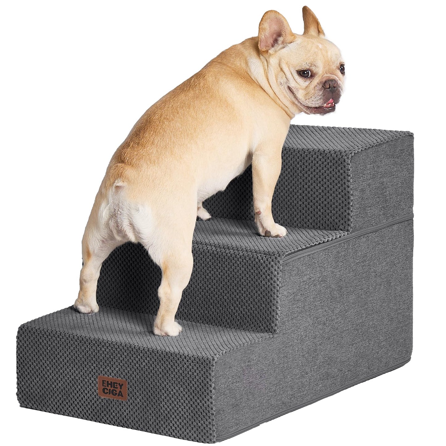 EHEYCIGA Dog Stairs for High Bed 22.5" H, 5-Step Dog Steps for Bed, Pet Steps for Small Dogs and Cats, Non-Slip Balanced Pet Ramp Indoor, Grey