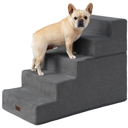 EHEYCIGA Dog Stairs for High Bed 22.5" H, 5-Step Dog Steps for Bed, Pet Steps for Small Dogs and Cats, Non-Slip Balanced Pet Ramp Indoor, Grey