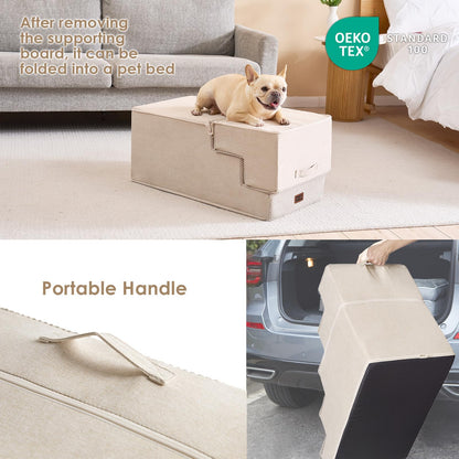 EHEYCIGA Dog Stairs for High Bed 22.5" H, 5-Step Dog Steps for Bed, Pet Steps for Small Dogs and Cats, Non-Slip Balanced Pet Ramp Indoor, Grey