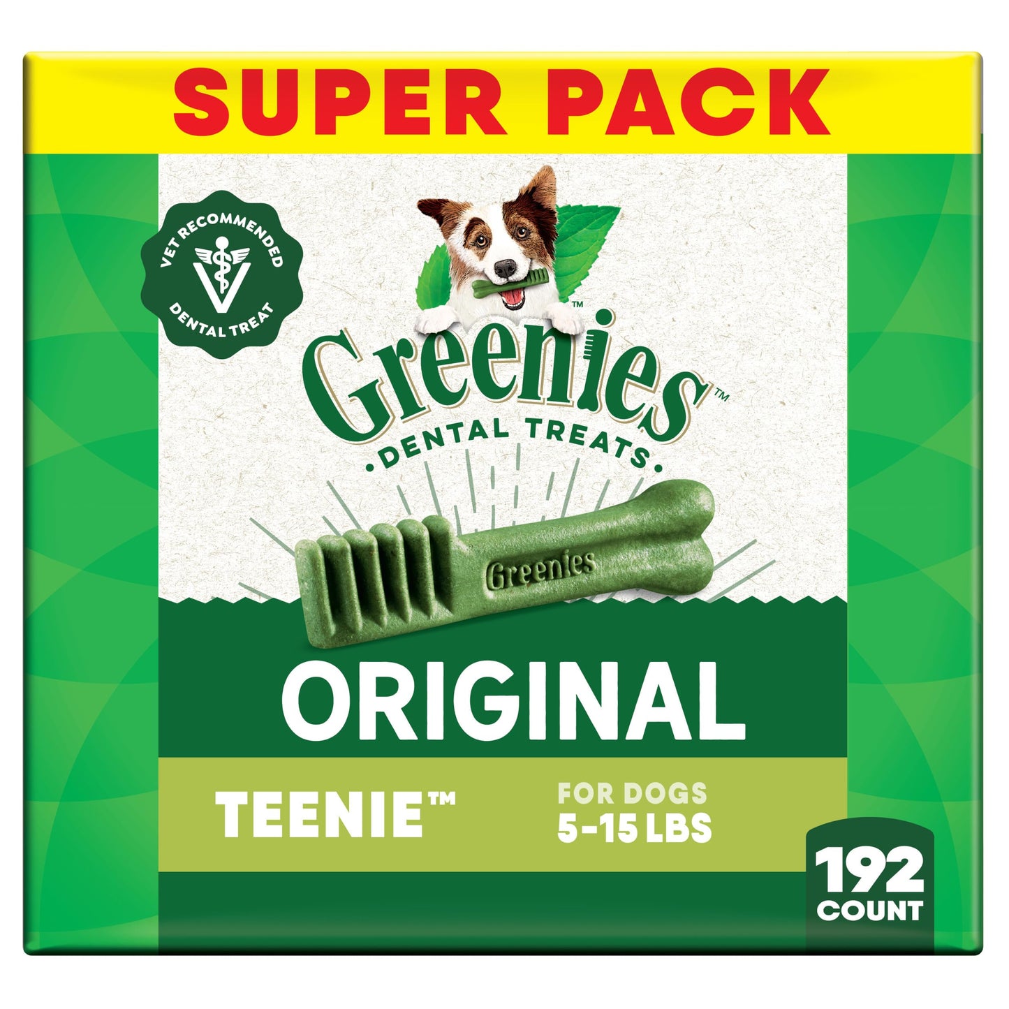 Greenies Veterinarian-Recommended Adult Natural Dental Dog Treats Teenie Size, Dog Dental Chews, Original Flavor, 12 oz. Pack, 43 Count