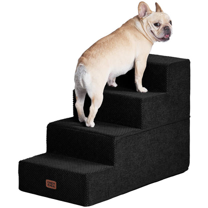 EHEYCIGA Dog Stairs for High Bed 22.5" H, 5-Step Dog Steps for Bed, Pet Steps for Small Dogs and Cats, Non-Slip Balanced Pet Ramp Indoor, Grey