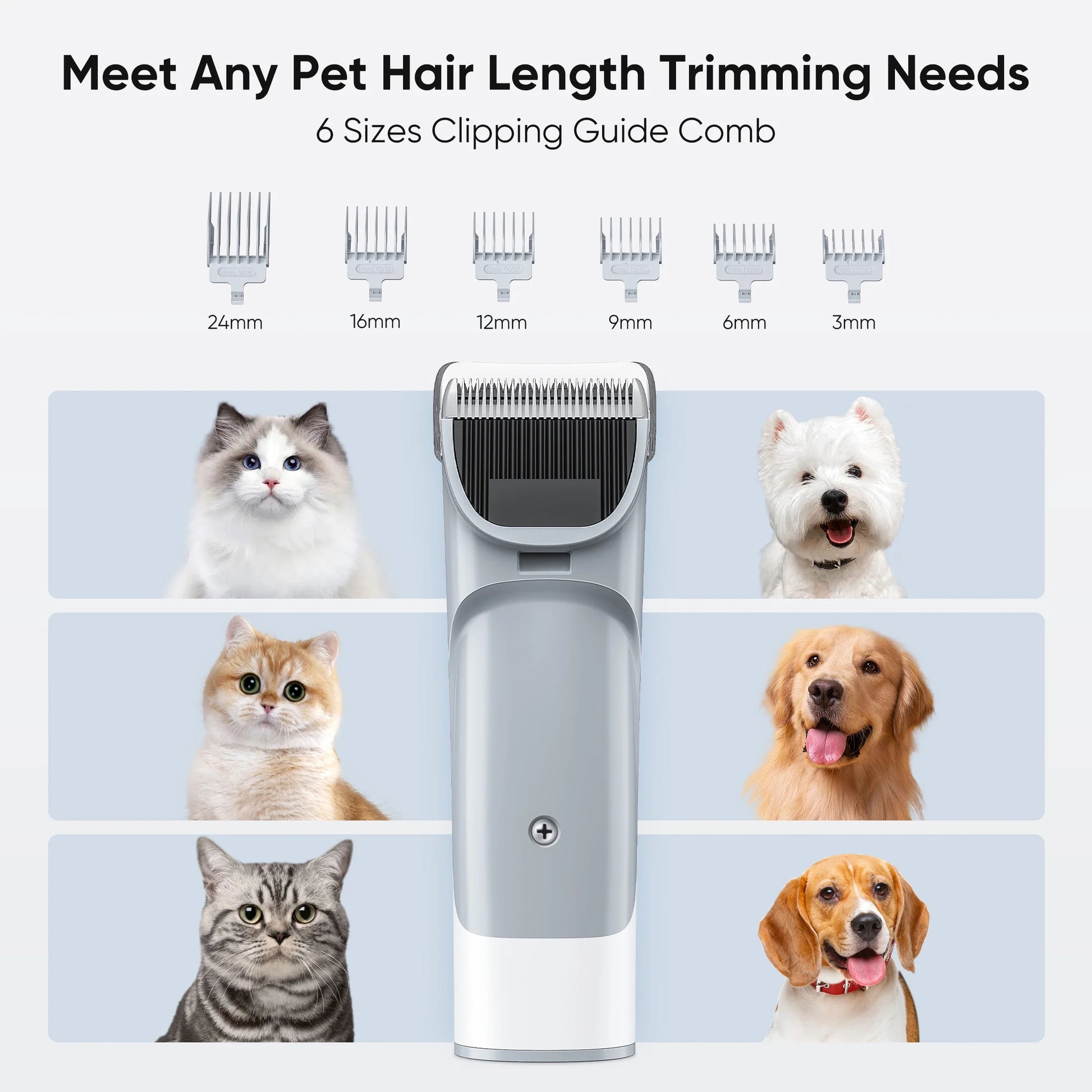 Dog Grooming Kit, 2.5L Pet Hair Grooming Vacuum, 5-In-1 Electric Clippers Cleaning Sets for Dog/Cat/Other Animals, White