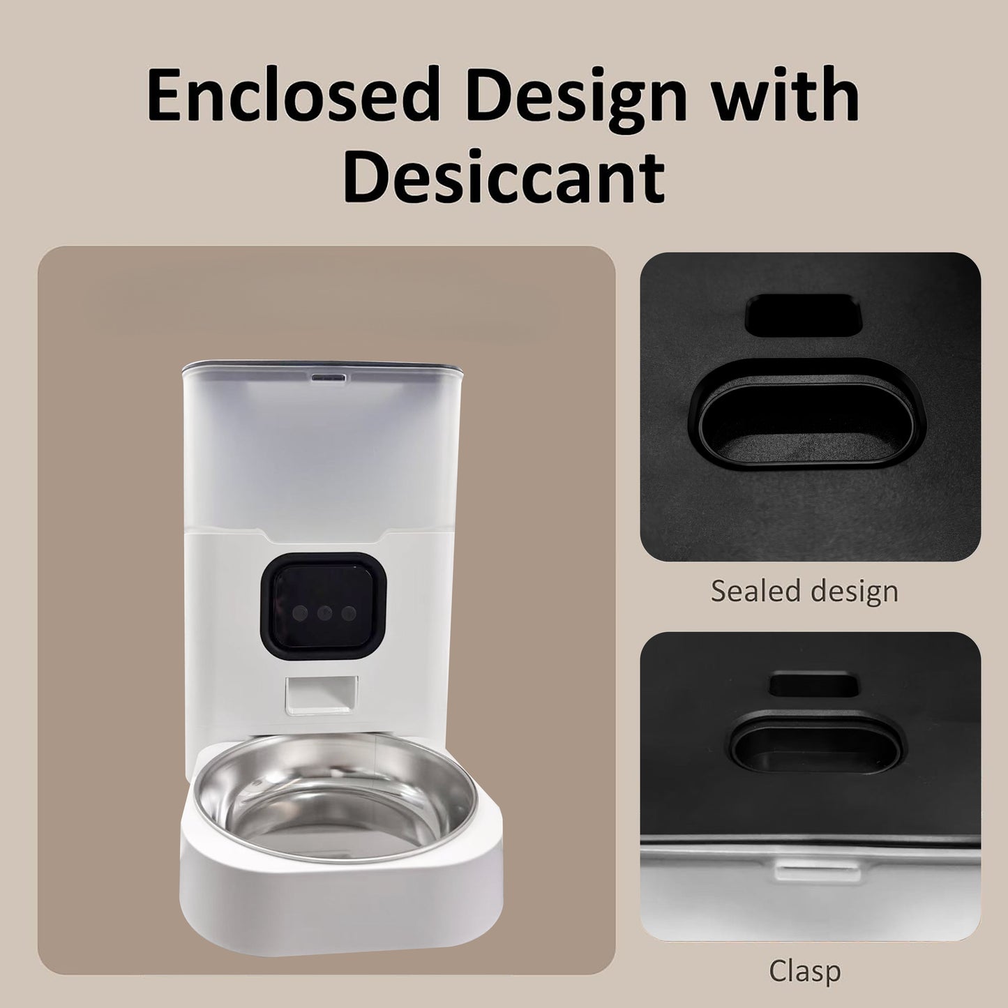 Automatic Cat Feeder 4L WIFI, 2.4G Wifi Timed Pet Feeder Cat Food Dispenser, 4L Automatic Cat Food Dispenser for Small Pets Indoor, White