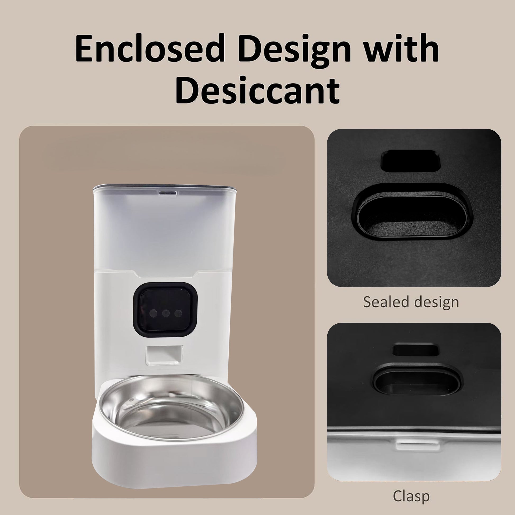 Automatic Cat Feeder 4L WIFI, 2.4G Wifi Timed Pet Feeder Cat Food Dispenser, 4L Automatic Cat Food Dispenser for Small Pets Indoor, White